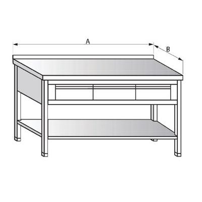  Stůl nerezový s policí a zásuvkami 