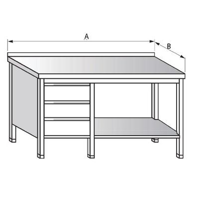  Stůl nerezový s policí a zásuvkovým blokem 