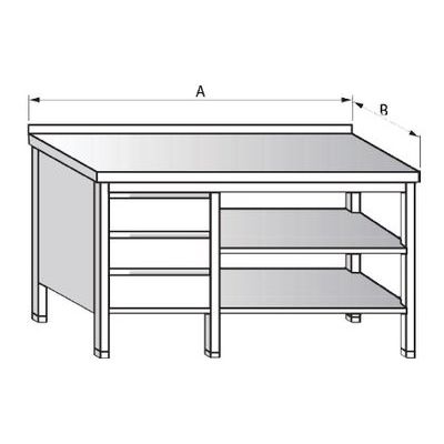  Stůl nerezový s 2 x policí a zásuvkovým blokem 