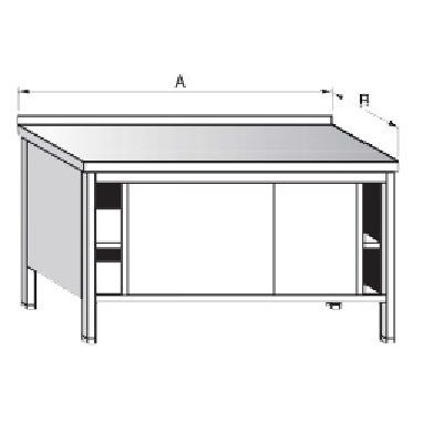  Stůl uzavřený se dvěma policemi a posuvnými dveřmi 